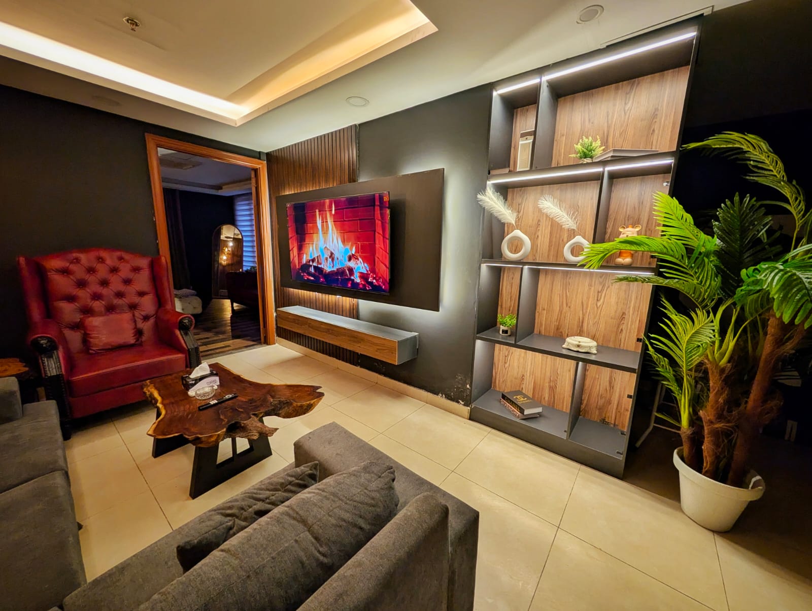 Open-plan living room and kitchen